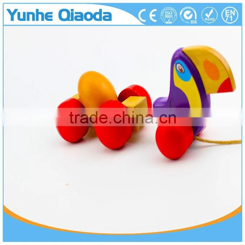 colorful Pull Along wiggles crow with one egg Wooden Toy wiggles as you pull they make a fun baby