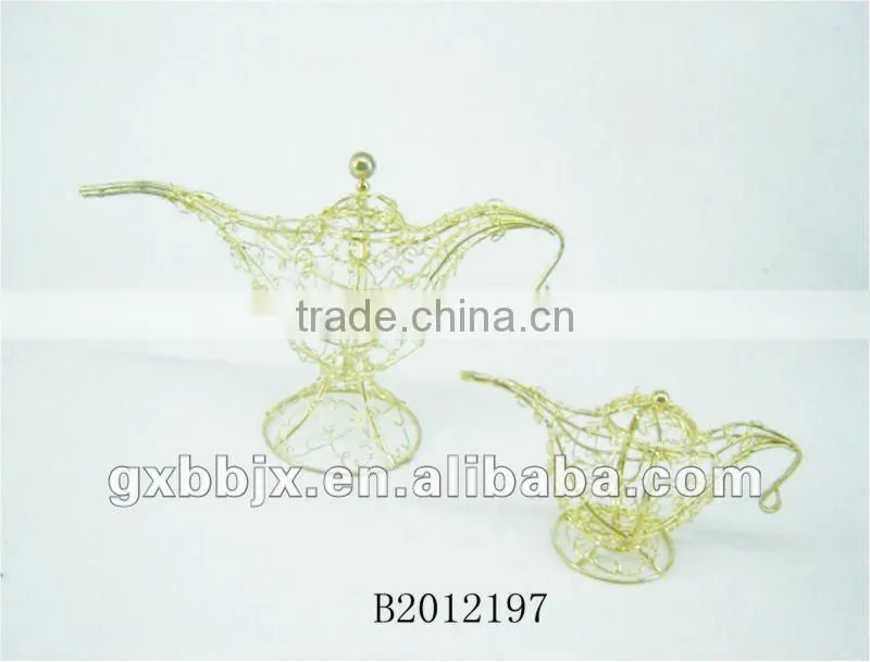 NEW DESIGN!!!Gold Handmade Wire art teapot for home decor