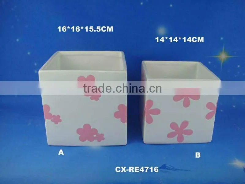 Unique Hand painted flower glazed ceramic shoe flower pot planter