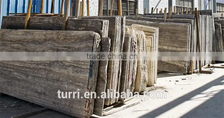 Modern austere Iran marble console table with glass top