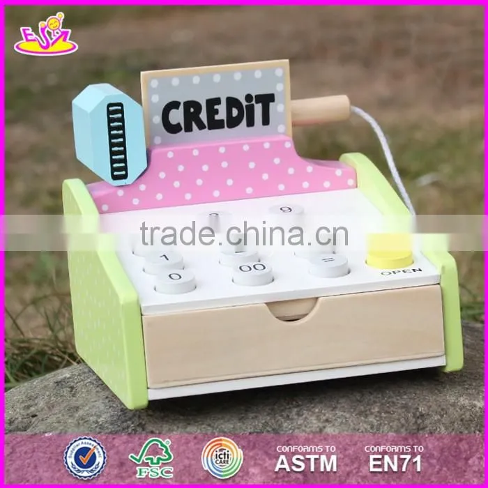 2017 new design children preschool wooden toy credit card machine W10A059