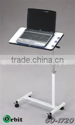 High quality office laptop table with wheels, mobile computer table cart