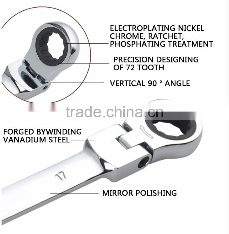 QJT- S12 Useful CR-V Combination Ratchet Wrenches Set Adjustable Ratchet Ring Spanner Set