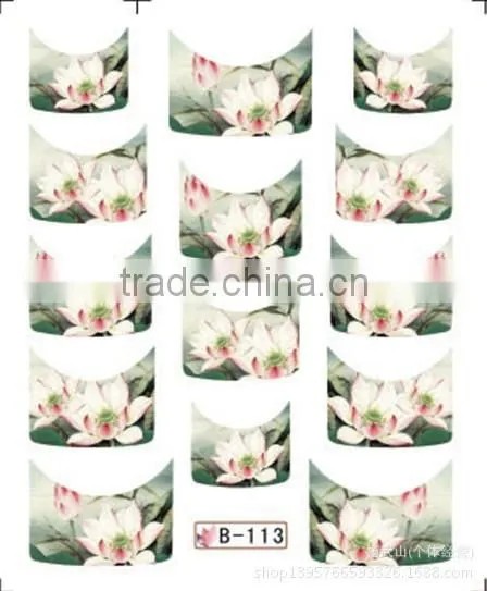 French half watermark fiower painting nails stick ,DIY Fashion Nail art