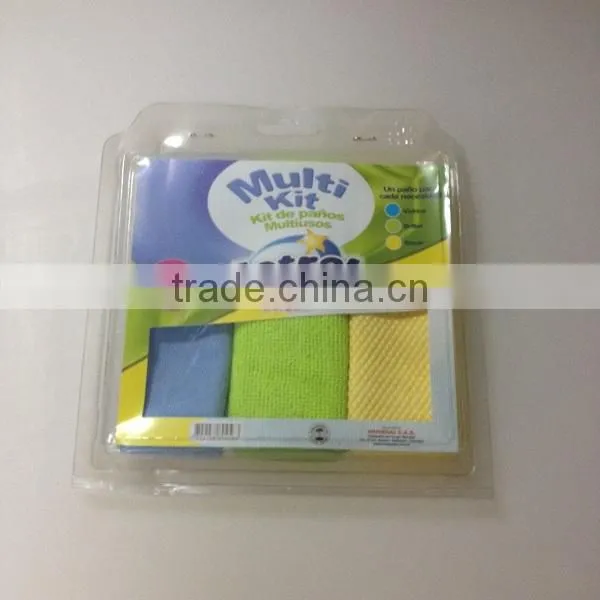 Household and car cleaning cloth microfiber towel kit in blister packaging