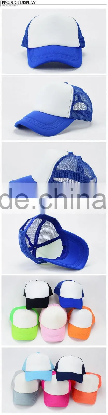 custom made eco friendly 6 panel flex fitted mesh trucker caps hats with woven label