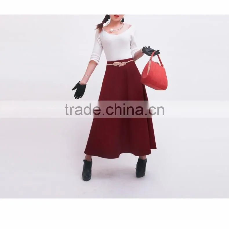 winter models wool blend skirts women high waist thick long skirts ladies wild woolen maxi skirt