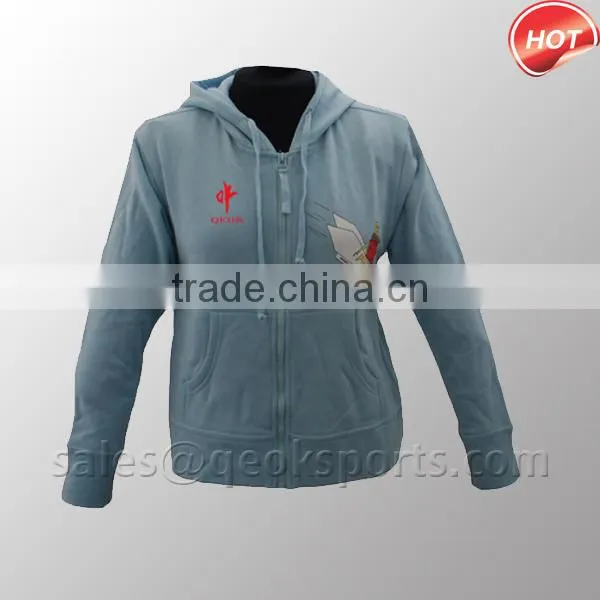 2014 Low MOQ custom fashion grey crewneck sweatshirt with pockets
