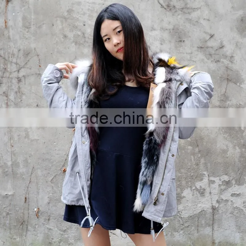 CX-G-P-05J Fox Fur Lining Raccoon Fur Collar Women Winter Fur Parka