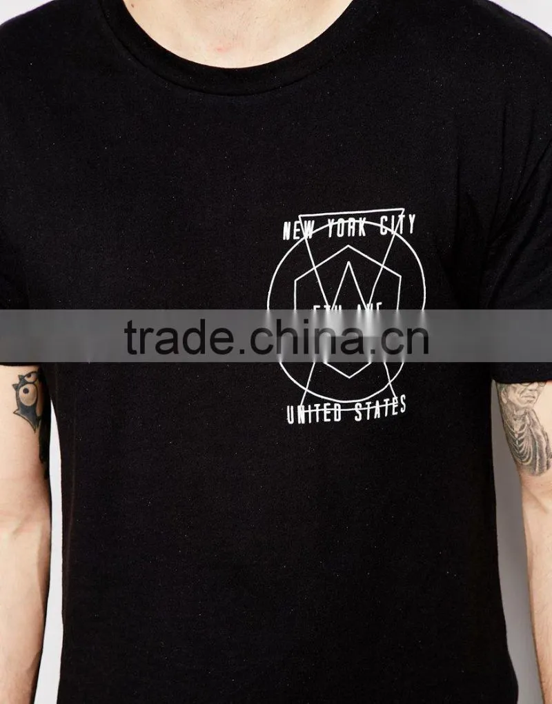 black long line t shirt men, custom printing men's t-shirt sublimation