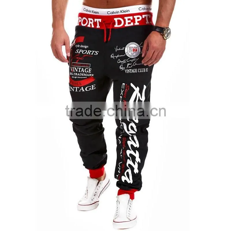 2016 men jogger pants customized Grey with drawstring latest design
