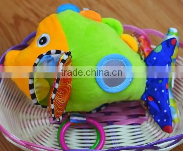 Colorful fish pressing musical Plush toys baby educational stuffed & plush toy baby gift