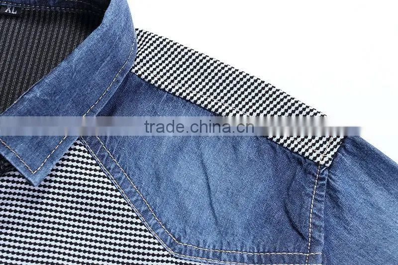 Discount Cotton Men Jeans Shirt Men Casual Shirt Slim Fit Long-Sleeves Denim Clothing