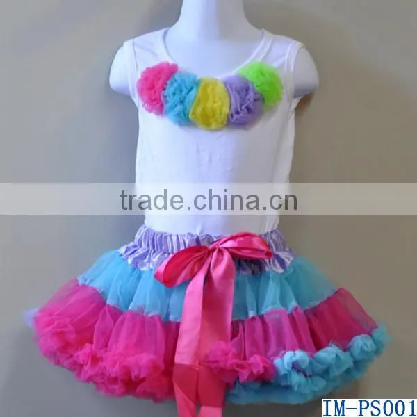 Persnickety Newborn Baby Girls White Cotton Tanks Top Tutu Skirt Sets for Dance Wear IM-PS004