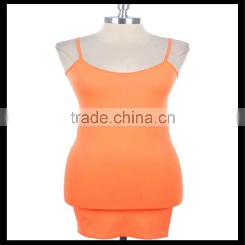Extra Long Seamless Tunic Dress Slip Camisole Layering Tank Top pink color