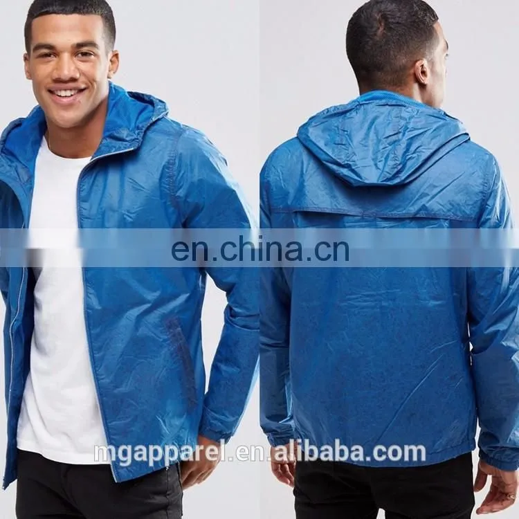 2016 Fashion plain lightweight windbreaker jacket for men