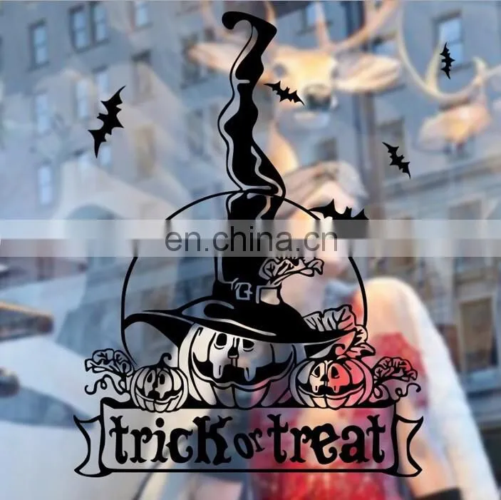 Halloween Theme Pumpkin With Hat Window/Wall Sticker Halloween Decoration Home Decoration