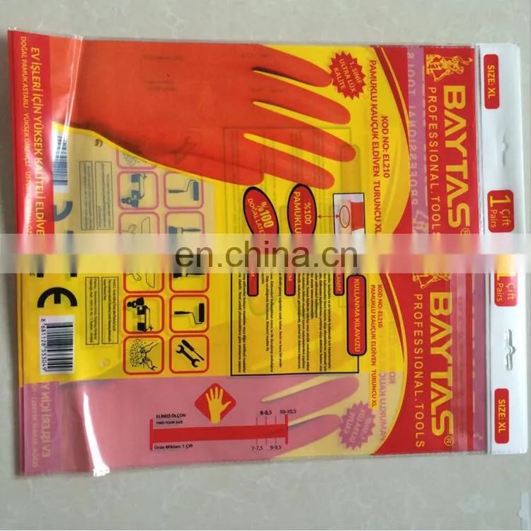 custom printig opp glove packing bag/opp plastic packaging bag