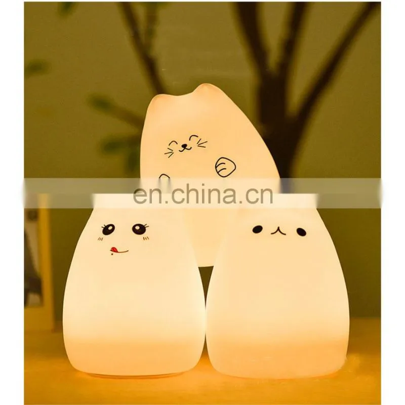 Hot selling fashion super cute cat night lamp carton night light silicone remote timer cute cat lamp