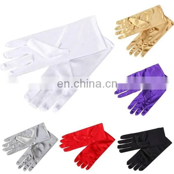 Women Shiny Stretch Satin Long Wrist Bridal Gloves for Party Prom Wedding