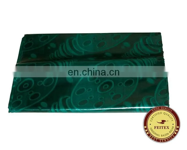 New Design Clothing Fabric Green Garment Fabric Shadda Guinea Brocade Cotton Wholesale Bazin Riche Jacquard Fabric FEITEX