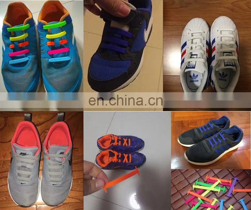 Custom high quality lazy elastic silicone no tie shoelace
