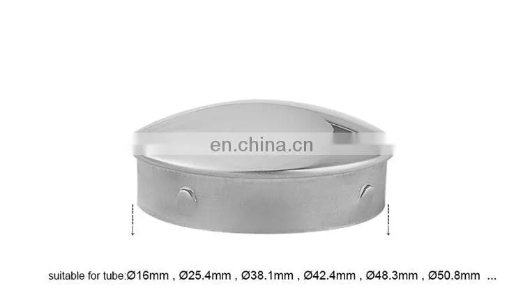 Stainless Steel Tempered Glass Stair Handrail Balustrade Fittings Pipe End Cap