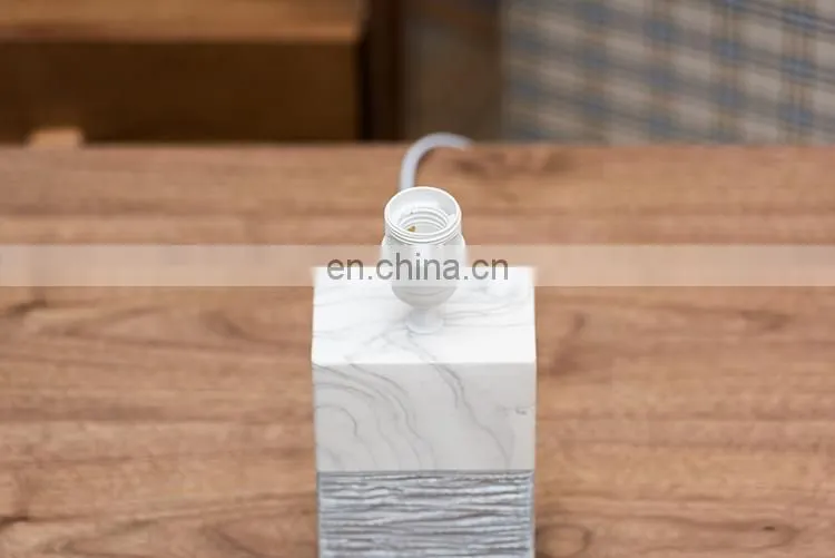 Factory direct sale bulk cheap price cuboid pillar ceramic white modern marble table lamp for hotel bedside