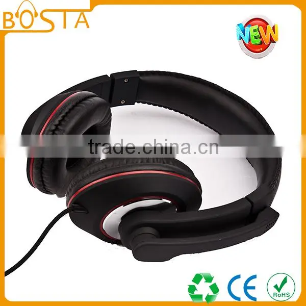 Best quality rubber finish PU leather noise isolation computer headphone with mic