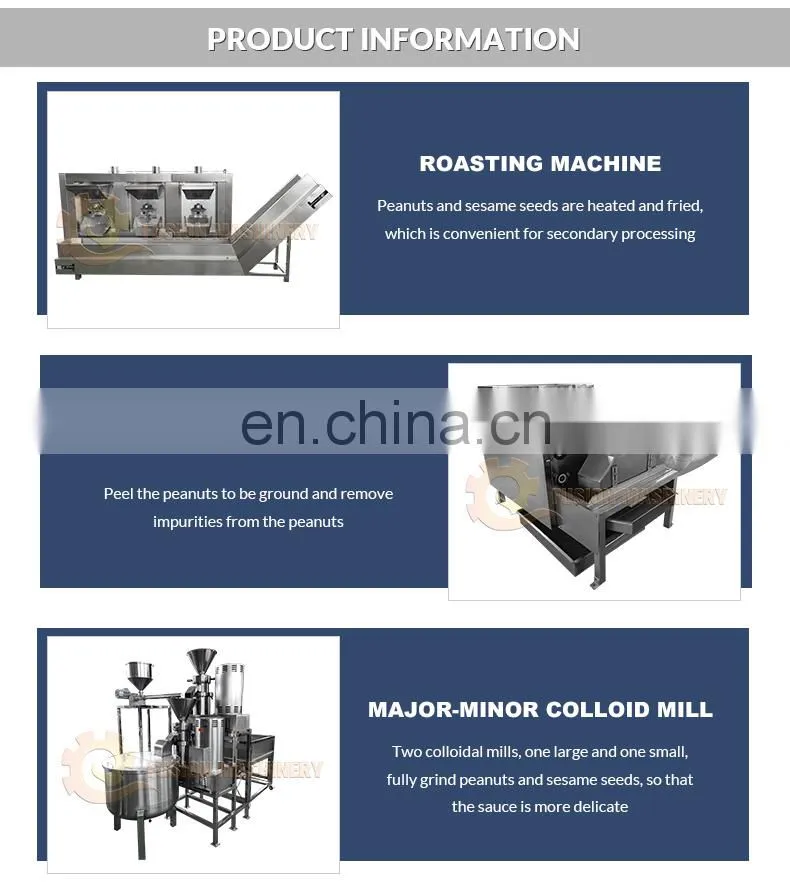 Factory Cashew Butter Production Line 200kg/h Tahini Hummus Production Line Peanut Production Line
