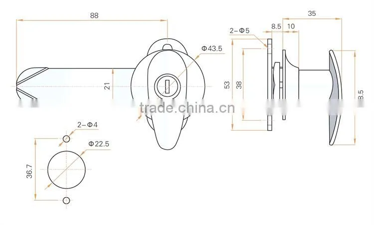 CE RoHS 2015 FEILEI A-19-1 high quality industry cabinet T L bar handle latch cam lock