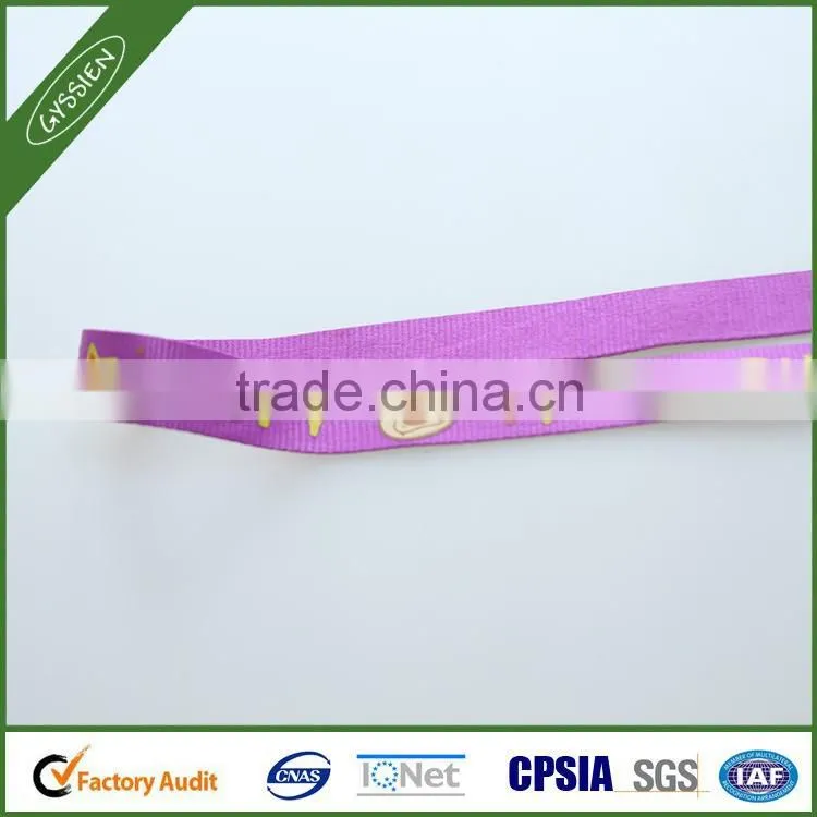 Purple/custom 2014 poly/nylon gift custom lanyard,retractable rhinestone lanyard with id badge holder