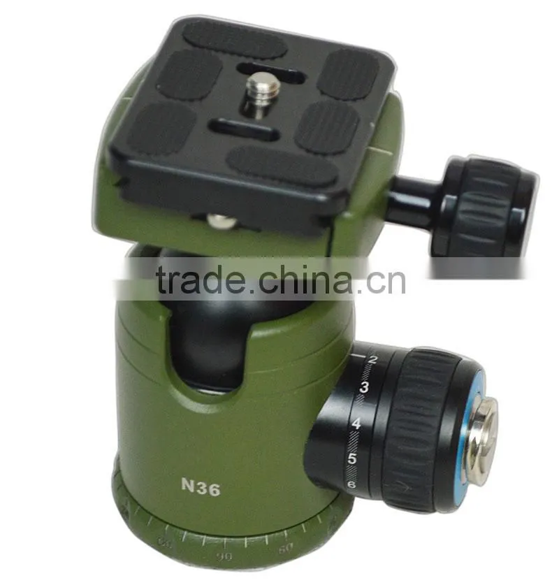 Camera tripod head with dual-level aluminum damping ball head