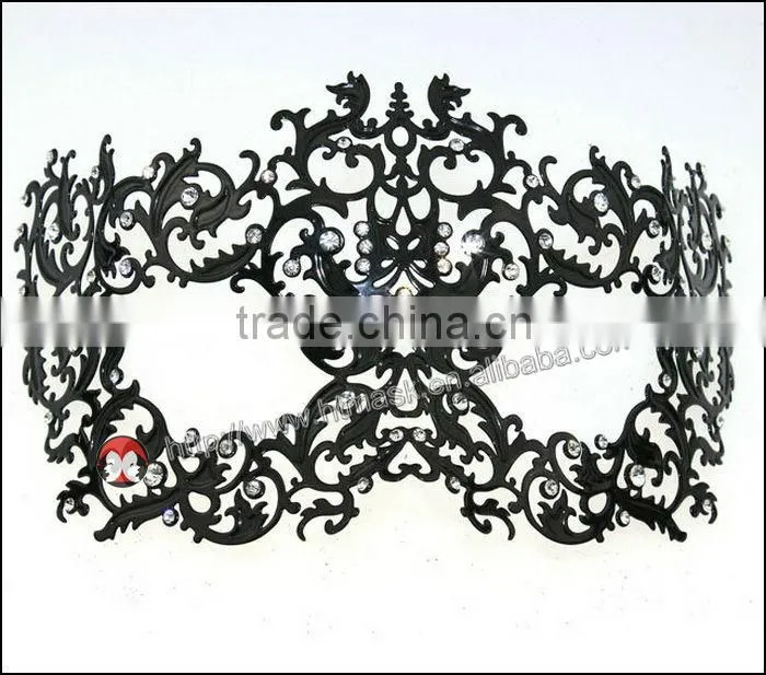 halbe gesicht blumen-design mardi gras party schwarze farbe kristall maske elegante metall laser charmante prinzessin maske