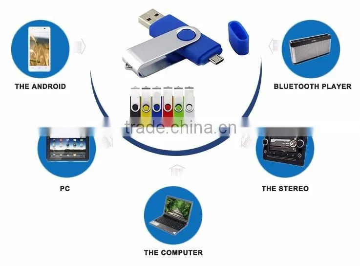 Swiveling usb disk hot colorful 8gb usb 2.0 otg flash drive