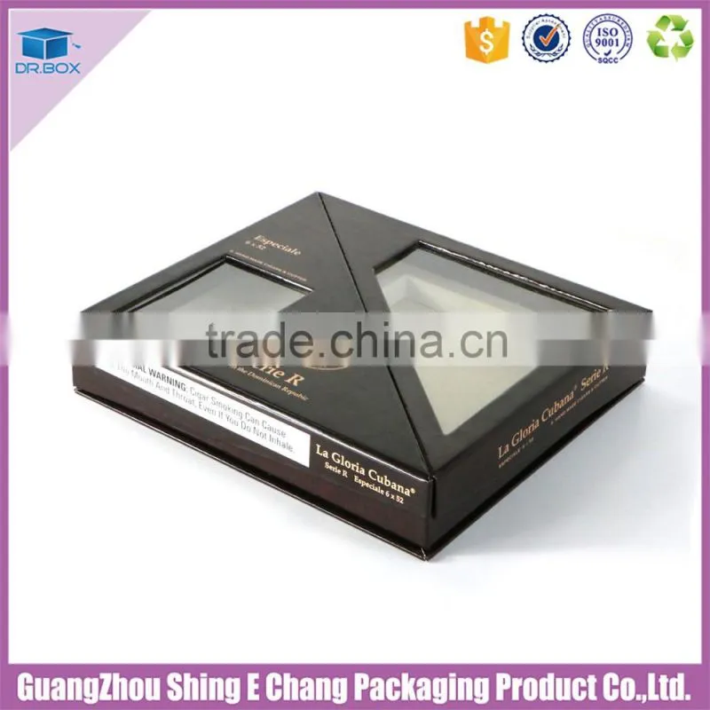 Luxury creative design paperboard cigar packaging box with window/cigar box with insert holder