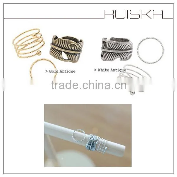 Bib Circles Vintage Leaf Tail Finger Ring