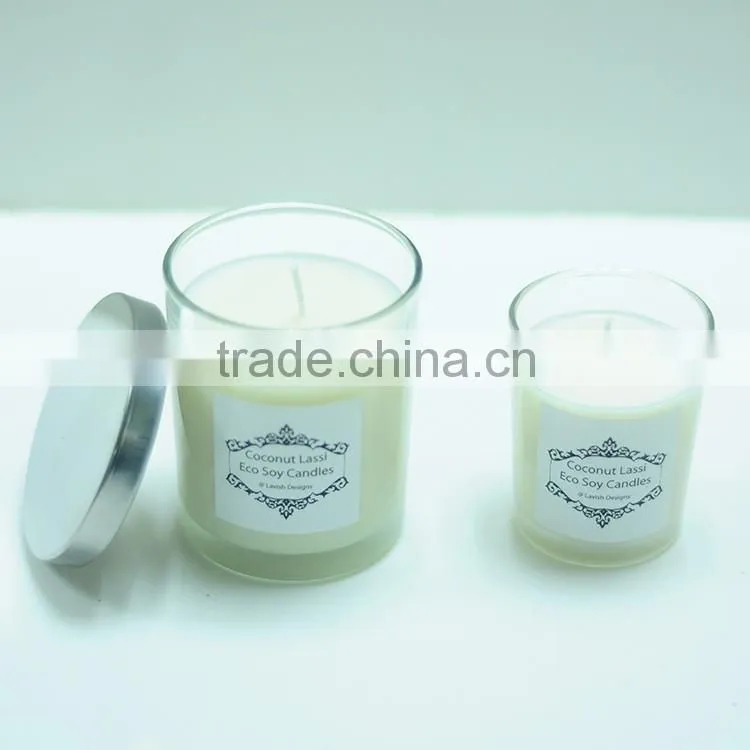 6oz scented candle in glass jar with metal lid &custom sticker