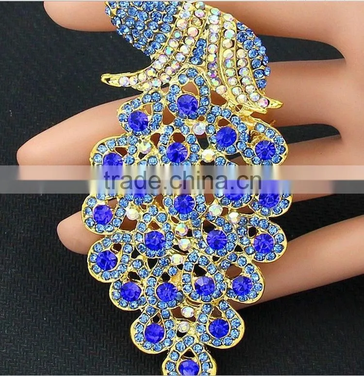 Wholesale Costume Jewelry China Peacock Crystal Peacock Brooches Blue Cheap