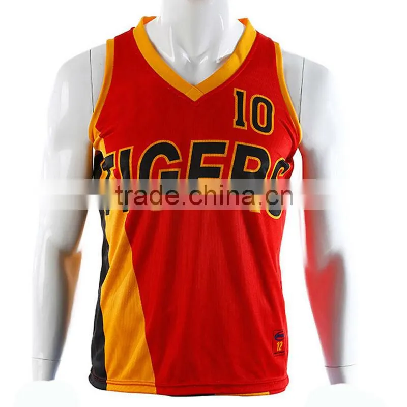 reversible v-neck basketball jersey color red