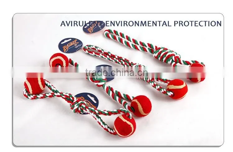 Eco-friendly cotton rope toy with red ball dog chew toy