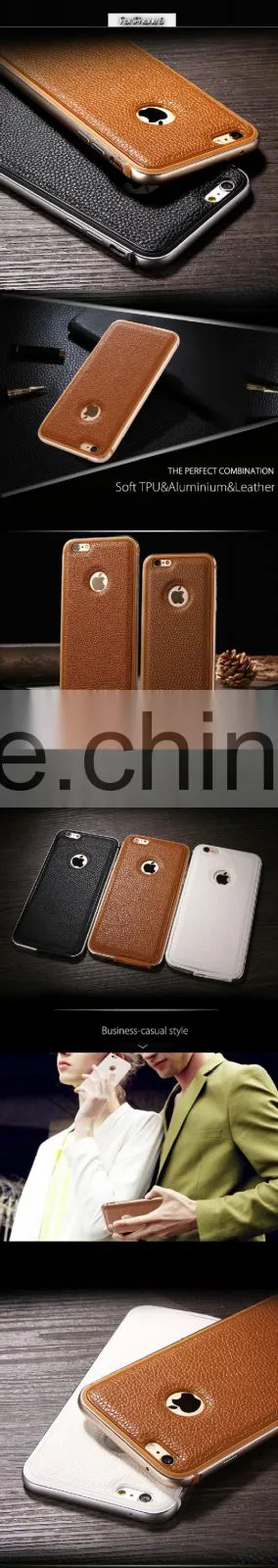 TPU Mobile Phone Case With Leather Back Over For iPhone