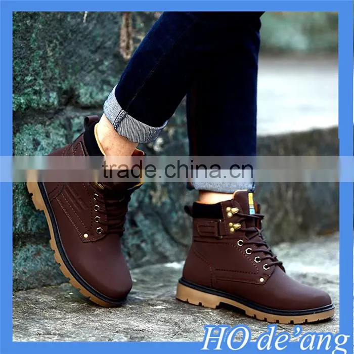 Hogift 2015 new winter warm casual boots male British fashion high-top PU leather men's boots MHo-113