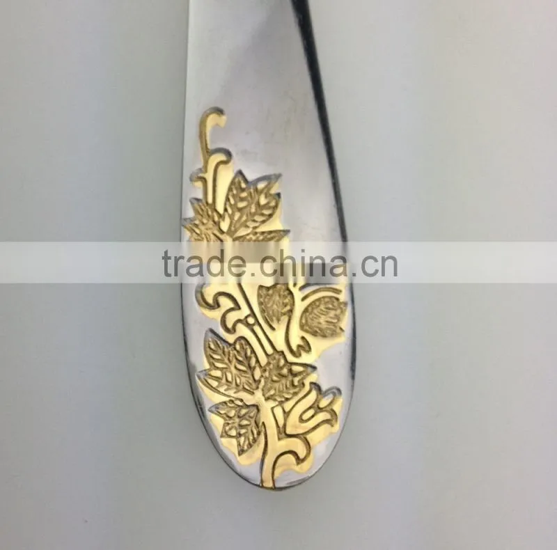 Stainless Steel Meat Fork with gold plated handle and nice design