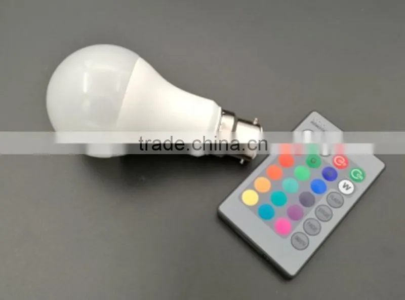 2016 new product E27 B22 Energy conservation high power colorful rgb &RGBW led bulb with ir remote