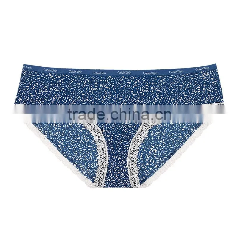 Best selling comfortable women polyester printing lace brief underwear