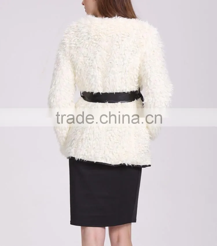 Wholesale New Style White And long Winter Fashion Women Coat With Belt