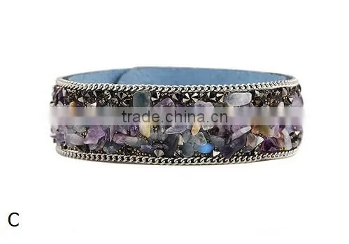 New arrival trendy natural stone bracelet leather bracelet customized/