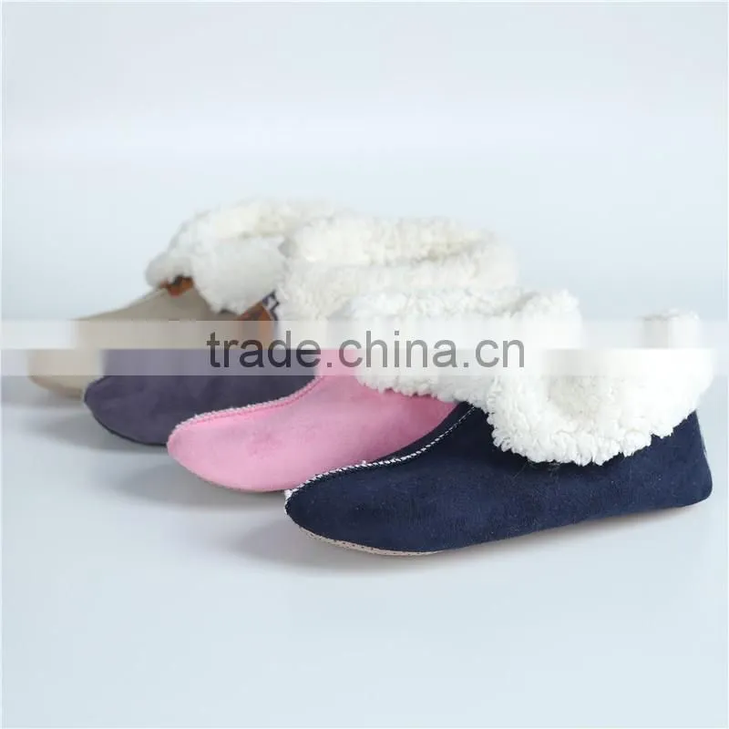 Ladies plush with shine print slipper boots
