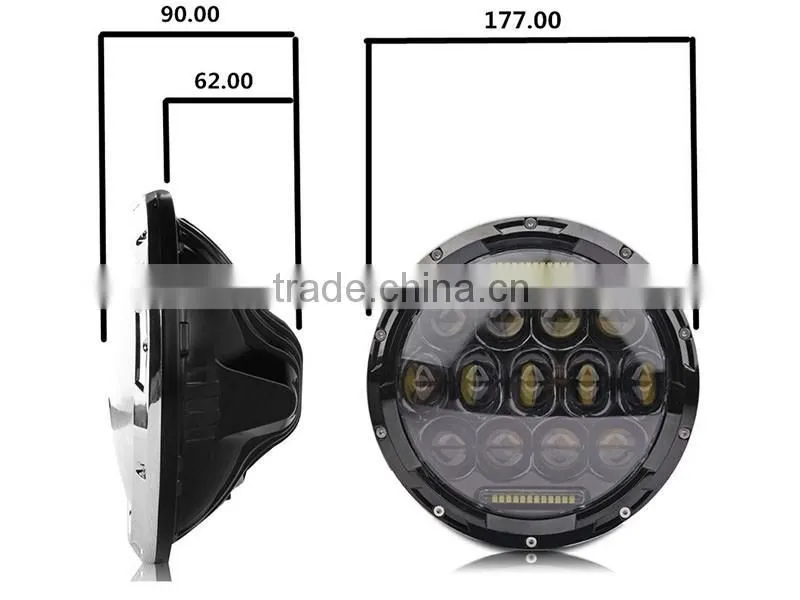 Wholesale 75W 7 Inch Round Headlight 12v 24v & DRL forJee-p Wrangler JK/TJ/LJ 07-15 Harley and Hummer